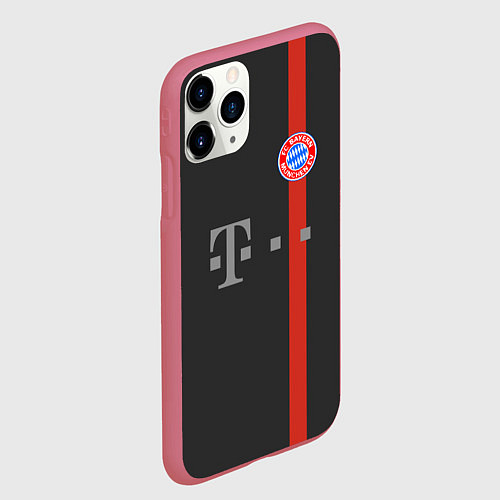 Чехол iPhone 11 Pro матовый Bayern FC: Black 2018 / 3D-Малиновый – фото 2