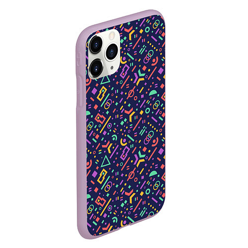 Чехол iPhone 11 Pro матовый Chaos of geometria / 3D-Сиреневый – фото 2