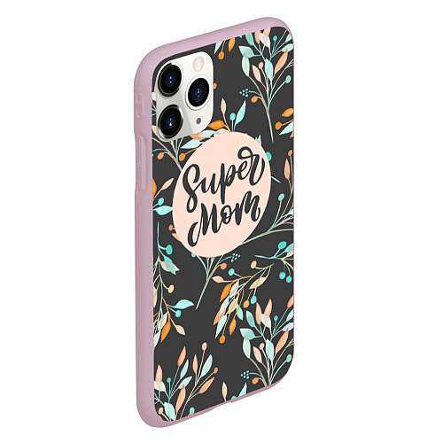 Чехол iPhone 11 Pro матовый Super mom / 3D-Розовый – фото 2