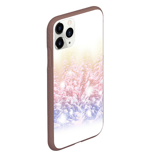 Чехол iPhone 11 Pro матовый Зимний лес / 3D-Коричневый – фото 2