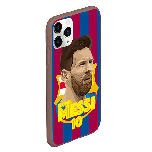 Чехол iPhone 11 Pro матовый FCB Lionel Messi / 3D-Коричневый – фото 2