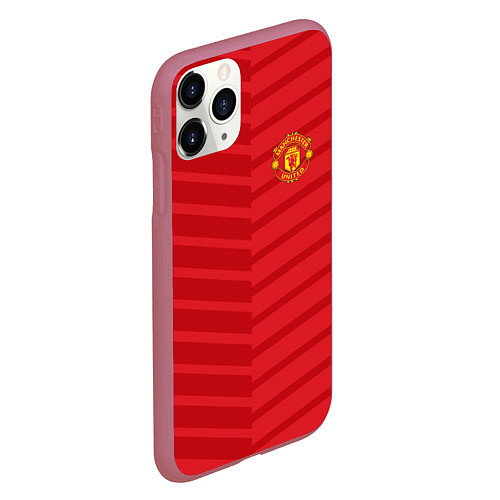 Чехол iPhone 11 Pro матовый FC Manchester United: Reverse / 3D-Малиновый – фото 2