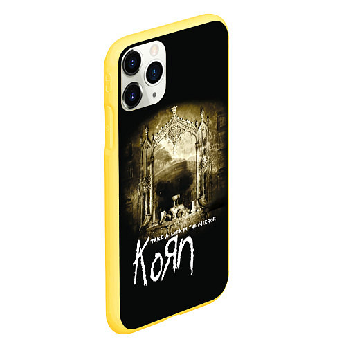 Чехол iPhone 11 Pro матовый Korn take a look in the mirror / 3D-Желтый – фото 2