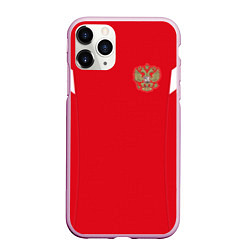 Чехол iPhone 11 Pro матовый Сборная России: ЧМ 2018, цвет: 3D-розовый