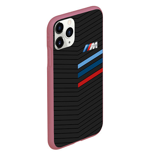 Чехол iPhone 11 Pro матовый BMW: M Tricolor Sport / 3D-Малиновый – фото 2