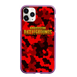 Чехол iPhone 11 Pro матовый PUBG: Red Mozaic, цвет: 3D-фиолетовый