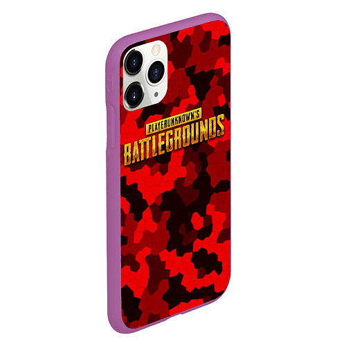 Чехол iPhone 11 Pro матовый PUBG: Red Mozaic / 3D-Фиолетовый – фото 2