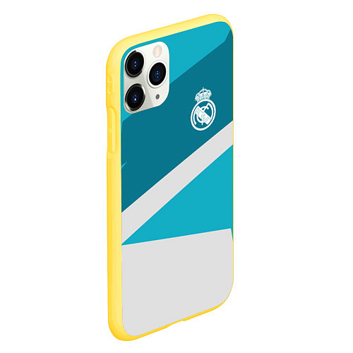 Чехол iPhone 11 Pro матовый FC Real Madrid: Sport Geometry / 3D-Желтый – фото 2