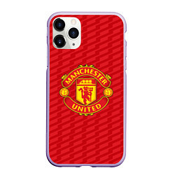 Чехол iPhone 11 Pro матовый FC Manchester United: Creative, цвет: 3D-светло-сиреневый