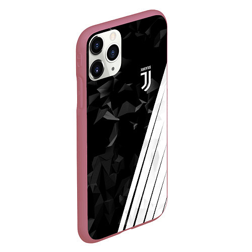 Чехол iPhone 11 Pro матовый FC Juventus: Abstract / 3D-Малиновый – фото 2