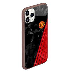 Чехол iPhone 11 Pro матовый FC Manchester United: Abstract, цвет: 3D-коричневый — фото 2