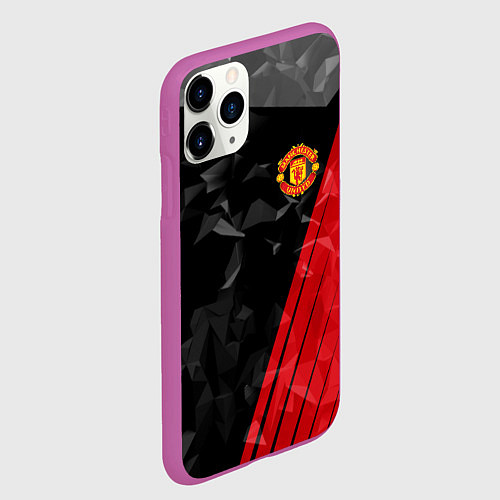 Чехол iPhone 11 Pro матовый FC Manchester United: Abstract / 3D-Фиолетовый – фото 2