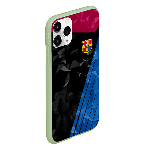 Чехол iPhone 11 Pro матовый FC Barcelona: Abstract / 3D-Салатовый – фото 2