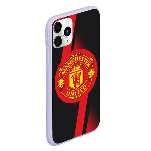 Чехол iPhone 11 Pro матовый FC Manchester United: Storm / 3D-Светло-сиреневый – фото 2