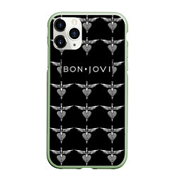 Чехол iPhone 11 Pro матовый Bon Jovi, цвет: 3D-салатовый