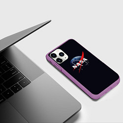 Чехол iPhone 11 Pro матовый NASA: Black Space, цвет: 3D-фиолетовый — фото 2