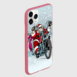 Чехол iPhone 11 Pro матовый Санта Клаус байкер, цвет: 3D-малиновый — фото 2