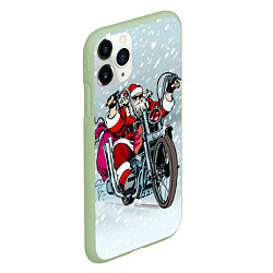 Чехол iPhone 11 Pro матовый Санта Клаус байкер, цвет: 3D-салатовый — фото 2