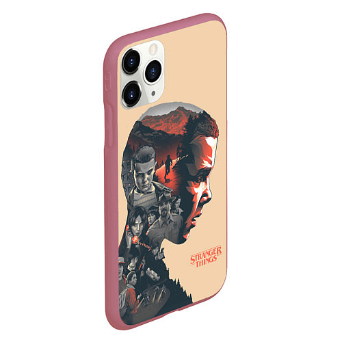 Чехол iPhone 11 Pro матовый Stranger Things / 3D-Малиновый – фото 2