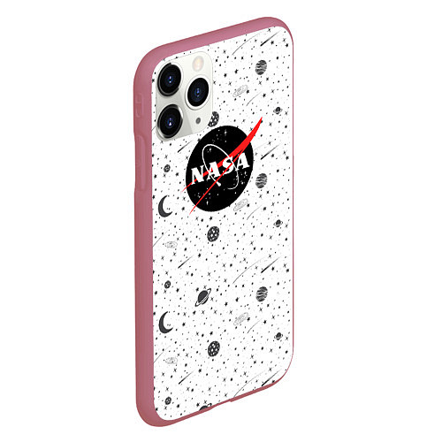 Чехол iPhone 11 Pro матовый NASA: Moonlight / 3D-Малиновый – фото 2