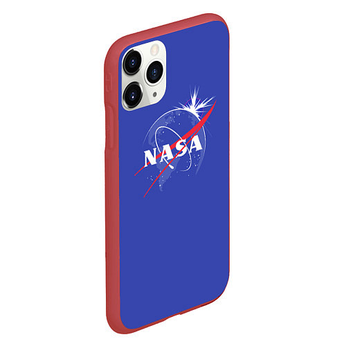 Чехол iPhone 11 Pro матовый NASA: Blue Space / 3D-Красный – фото 2