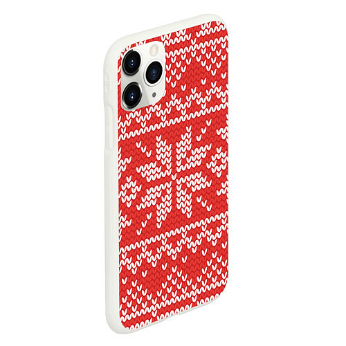 Чехол iPhone 11 Pro матовый Новогодний узор: снежинки / 3D-Белый – фото 2