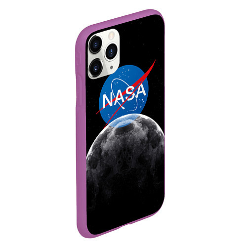 Чехол iPhone 11 Pro матовый NASA: Moon Rise / 3D-Фиолетовый – фото 2