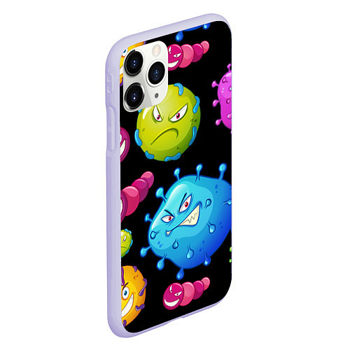 Чехол iPhone 11 Pro матовый Веселые микробы / 3D-Светло-сиреневый – фото 2