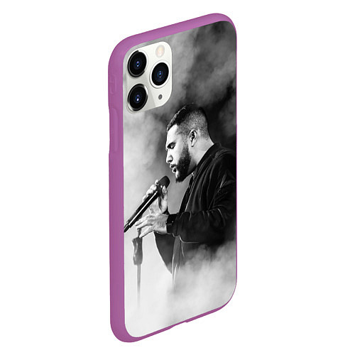 Чехол iPhone 11 Pro матовый Jah Khalib: Black mist / 3D-Фиолетовый – фото 2