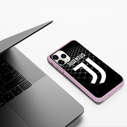 Чехол iPhone 11 Pro матовый FC Juventus: Black Lines, цвет: 3D-розовый — фото 2