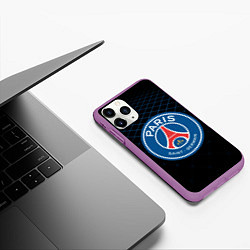 Чехол iPhone 11 Pro матовый FC PSG: Blue Lines, цвет: 3D-фиолетовый — фото 2