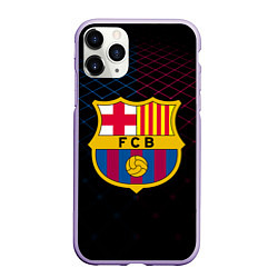 Чехол iPhone 11 Pro матовый FC Barcelona Lines, цвет: 3D-светло-сиреневый