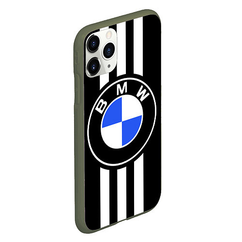 Чехол iPhone 11 Pro матовый BMW: White Strips / 3D-Темно-зеленый – фото 2