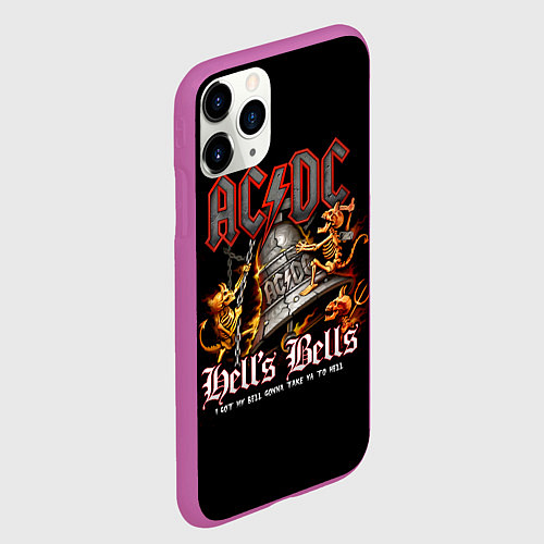 Чехол iPhone 11 Pro матовый AC DC - bell with devils / 3D-Фиолетовый – фото 2