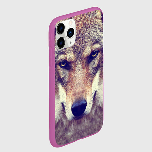 Чехол iPhone 11 Pro матовый Angry Wolf / 3D-Фиолетовый – фото 2