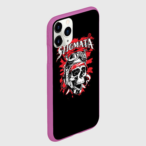 Чехол iPhone 11 Pro матовый Stigmata Skull / 3D-Фиолетовый – фото 2