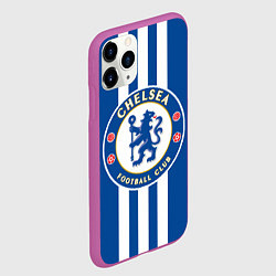 Чехол iPhone 11 Pro матовый FC Chelsea: Gold Lines, цвет: 3D-фиолетовый — фото 2