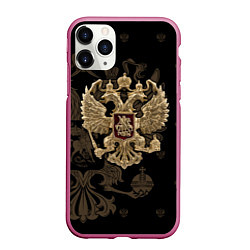 Чехол iPhone 11 Pro матовый Золотой Герб России, цвет: 3D-малиновый