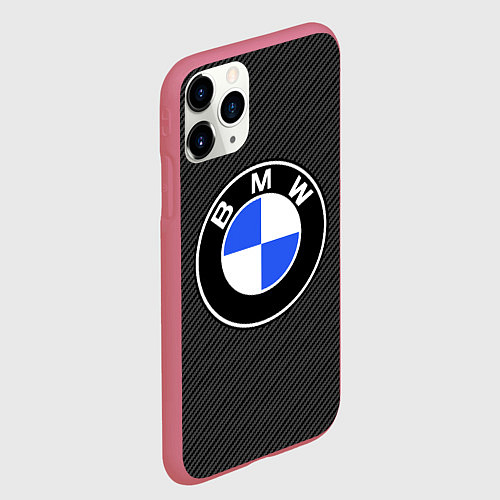 Чехол iPhone 11 Pro матовый BMW CARBON БМВ КАРБОН / 3D-Малиновый – фото 2