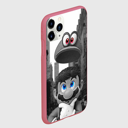 Чехол iPhone 11 Pro матовый Super Mario: Citizen Odyssey / 3D-Малиновый – фото 2