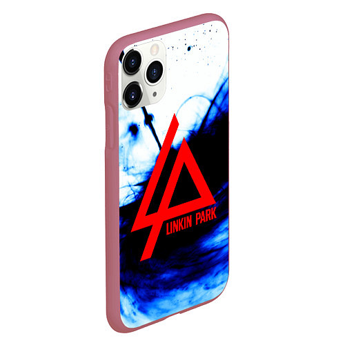 Чехол iPhone 11 Pro матовый Linkin Park blue smoke / 3D-Малиновый – фото 2