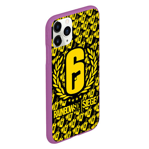 Чехол iPhone 11 Pro матовый Rainbow Six: Champion Yellow / 3D-Фиолетовый – фото 2