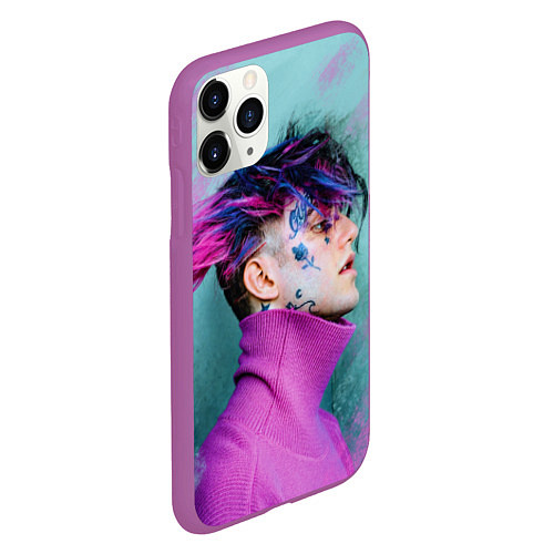 Чехол iPhone 11 Pro матовый Lil Peep: Neon Style / 3D-Фиолетовый – фото 2