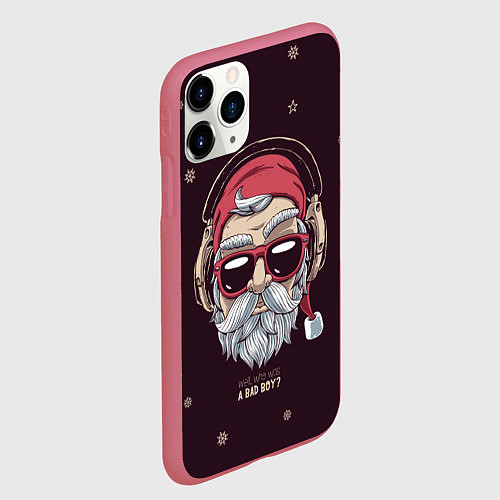 Чехол iPhone 11 Pro матовый Who was a bad boy? / 3D-Малиновый – фото 2