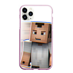 Чехол iPhone 11 Pro матовый Minecraft: White Creeper, цвет: 3D-розовый