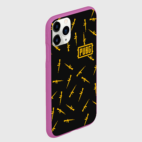 Чехол iPhone 11 Pro матовый PUBG: Black Weapon / 3D-Фиолетовый – фото 2