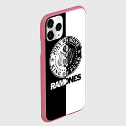 Чехол iPhone 11 Pro матовый Ramones B&W, цвет: 3D-малиновый — фото 2