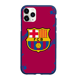 Чехол iPhone 11 Pro матовый FC Barcelona: Purple & Blue, цвет: 3D-тёмно-синий