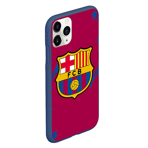 Чехол iPhone 11 Pro матовый FC Barcelona: Purple & Blue / 3D-Тёмно-синий – фото 2