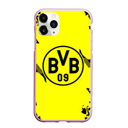 Чехол iPhone 11 Pro матовый FC Borussia Dortmund: Yellow & Black, цвет: 3D-розовый